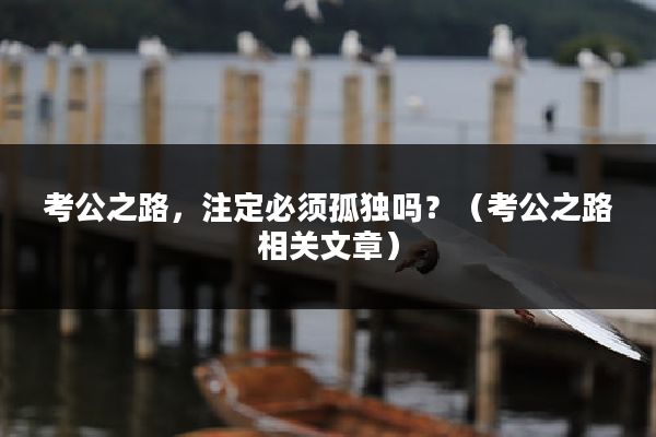 考公之路，注定必须孤独吗？（考公之路相关文章）