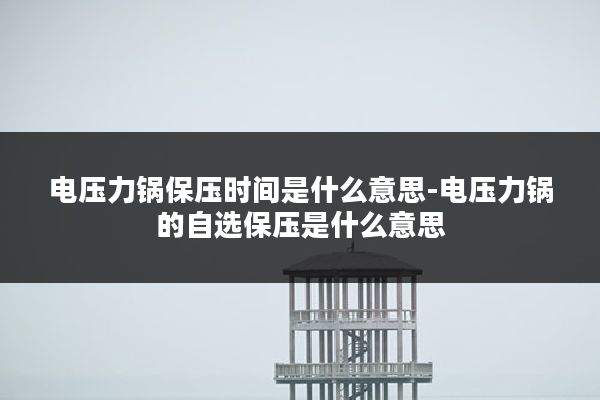 电压力锅保压时间是什么意思-电压力锅的自选保压是什么意思