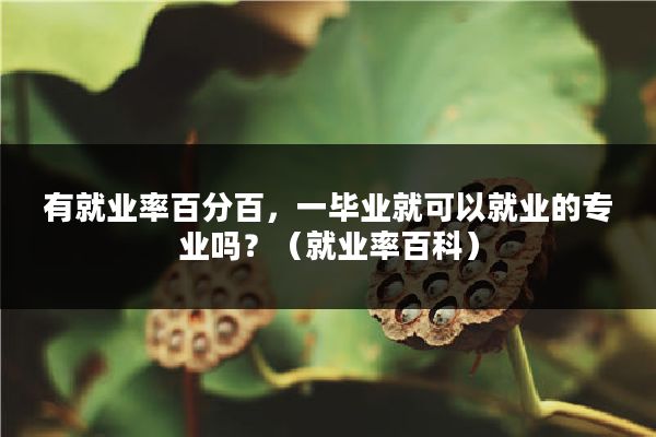 有就业率百分百，一毕业就可以就业的专业吗？（就业率百科）