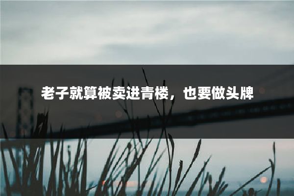 老子就算被卖进青楼，也要做头牌