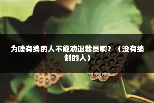为啥有编的人不能劝退裁员啊？（没有编制的人）