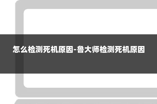 怎么检测死机原因-鲁大师检测死机原因