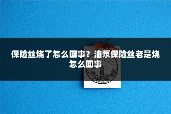 保险丝烧了怎么回事？油泵保险丝老是烧怎么回事