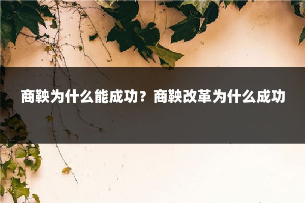 商鞅为什么能成功?商鞅改革为什么成功