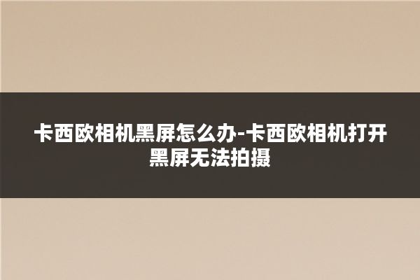 卡西欧相机黑屏怎么办-卡西欧相机打开黑屏无法拍摄