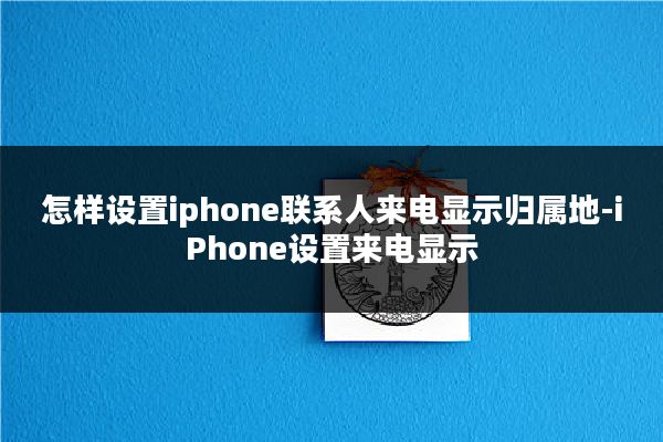 怎样设置iphone联系人来电显示归属地-iPhone设置来电显示