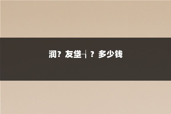 润?友垡┧?多少钱