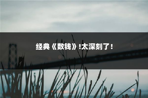 经典《数钱》!太深刻了！