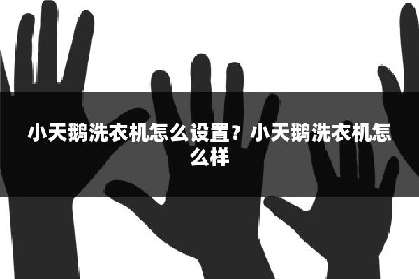 小天鹅洗衣机怎么设置?小天鹅洗衣机怎么样