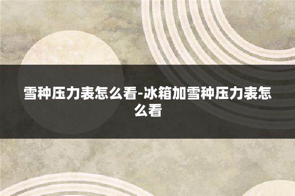 雪种压力表怎么看-冰箱加雪种压力表怎么看