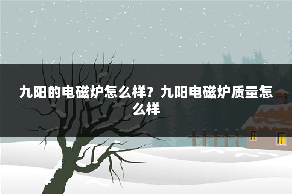 九阳的电磁炉怎么样?九阳电磁炉质量怎么样