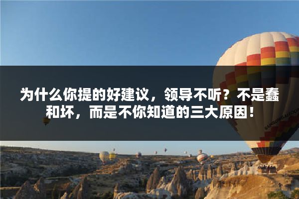 为什么你提的好建议，领导不听？不是蠢和坏，而是不你知道的三大原因！