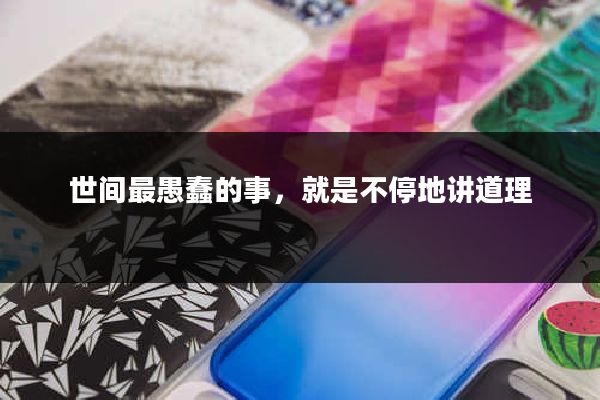 世间最愚蠢的事,就是不停地讲道理