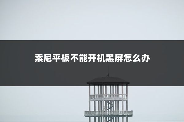 索尼平板不能开机黑屏怎么办