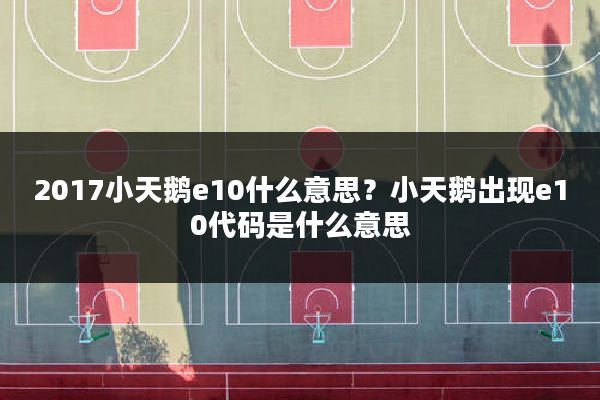 2017小天鹅e10什么意思？小天鹅出现e10代码是什么意思