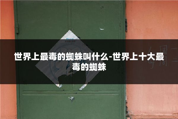 世界上最毒的蜘蛛叫什么-世界上十大最毒的蜘蛛