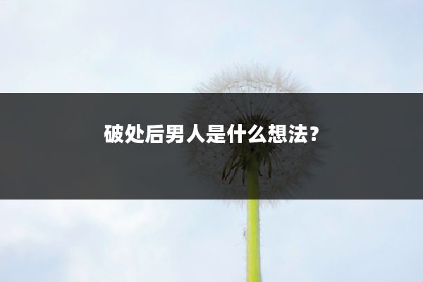 破处后男人是什么想法?