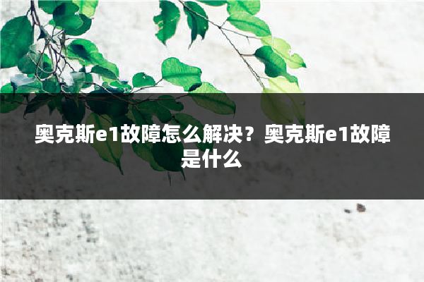 奥克斯e1故障怎么解决?奥克斯e1故障是什么