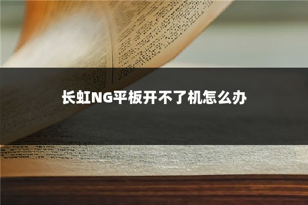 长虹NG平板开不了机怎么办