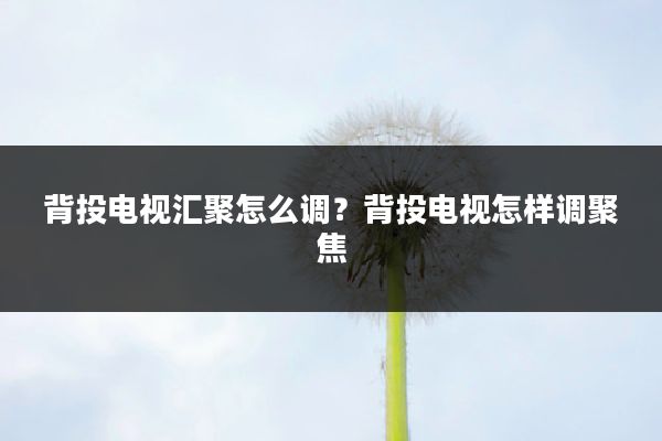 背投电视汇聚怎么调?背投电视怎样调聚焦