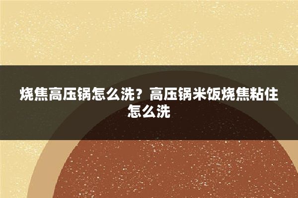 烧焦高压锅怎么洗?高压锅米饭烧焦粘住怎么洗