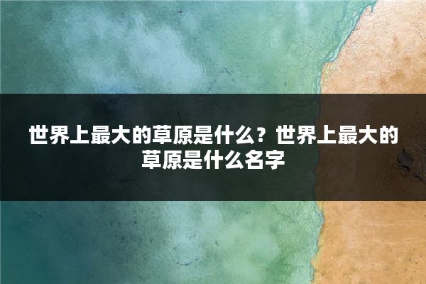 世界上最大的草原是什么?世界上最大的草原是什么名字