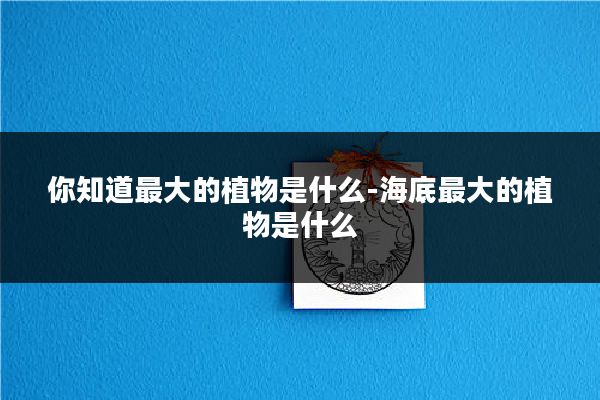 你知道最大的植物是什么-海底最大的植物是什么