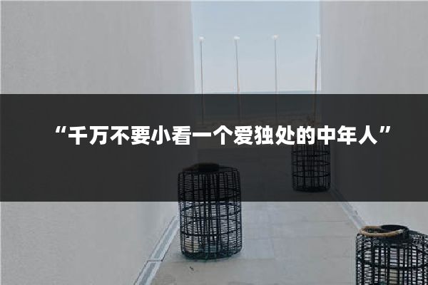 “千万不要小看一个爱独处的中年人”