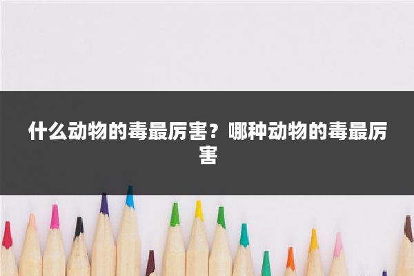 什么动物的毒最厉害？哪种动物的毒最厉害