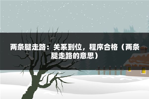 两条腿走路：关系到位，程序合格（两条腿走路的意思）