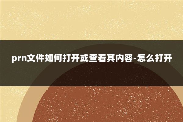 prn文件如何打开或查看其内容-怎么打开