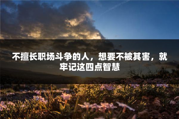 不擅长职场斗争的人，想要不被其害，就牢记这四点智慧