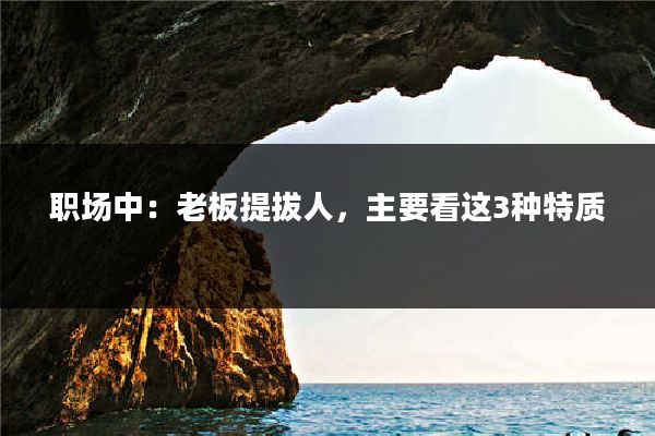 职场中：老板提拔人，主要看这3种特质