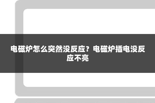 电磁炉怎么突然没反应?电磁炉插电没反应不亮