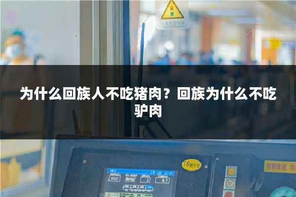 为什么回族人不吃猪肉？回族为什么不吃驴肉