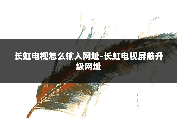 长虹电视怎么输入网址-长虹电视屏蔽升级网址