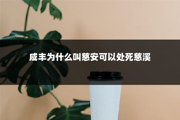 咸丰为什么叫慈安可以处死慈溪