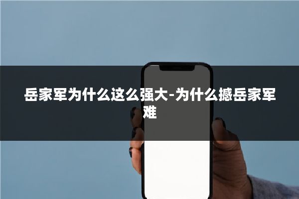 岳家军为什么这么强大-为什么撼岳家军难