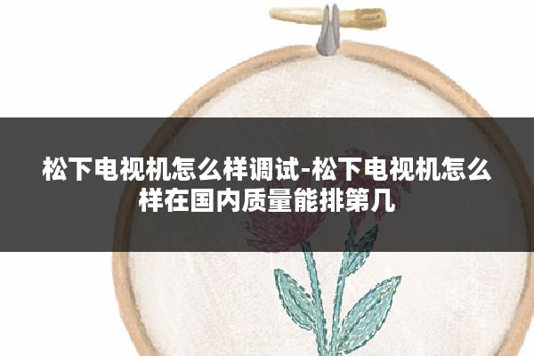 松下电视机怎么样调试-松下电视机怎么样在国内质量能排第几