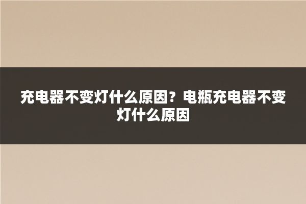 充电器不变灯什么原因？电瓶充电器不变灯什么原因