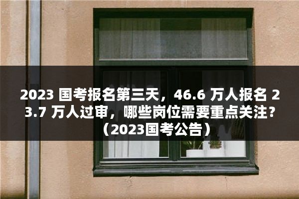 2023 国考报名第三天，46.6 万人报名 23.7 万人过审，哪些岗位需要重点关注？（2023国考公告）