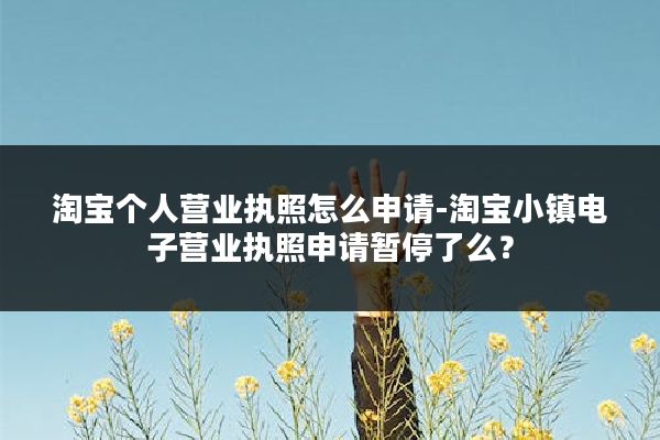 淘宝个人营业执照怎么申请-淘宝小镇电子营业执照申请暂停了么?