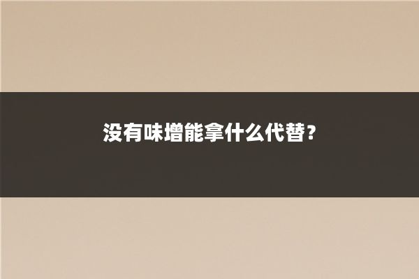 没有味增能拿什么代替？