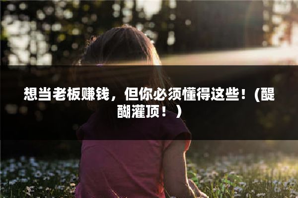 想当老板赚钱，但你必须懂得这些！(醍醐灌顶！）
