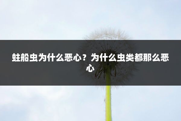 蛀船虫为什么恶心?为什么虫类都那么恶心