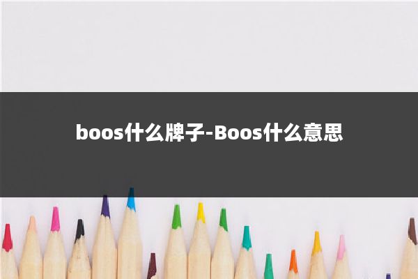 boos什么牌子-Boos什么意思