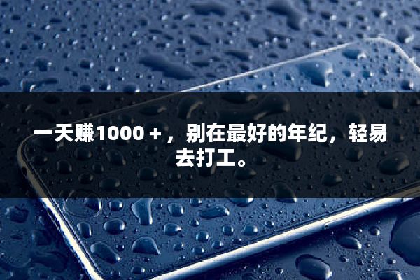 一天赚1000+,别在最好的年纪,轻易去打工。