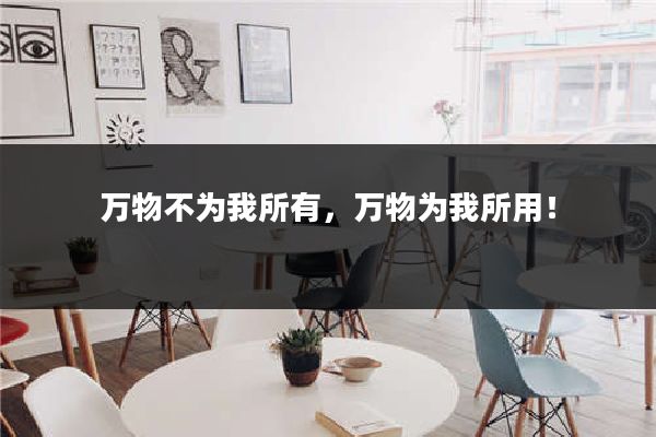 万物不为我所有,万物为我所用!