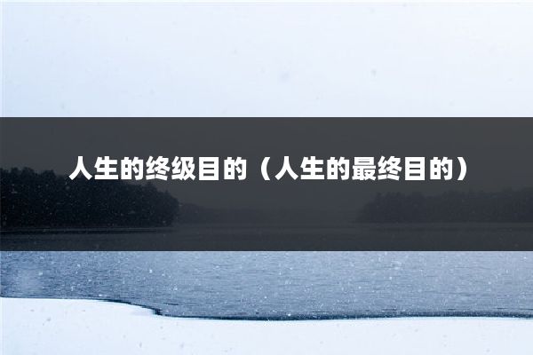 人生的终级目的（人生的最终目的）