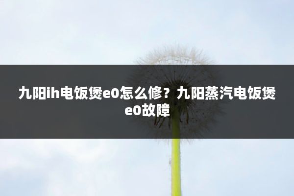 九阳ih电饭煲e0怎么修?九阳蒸汽电饭煲e0故障